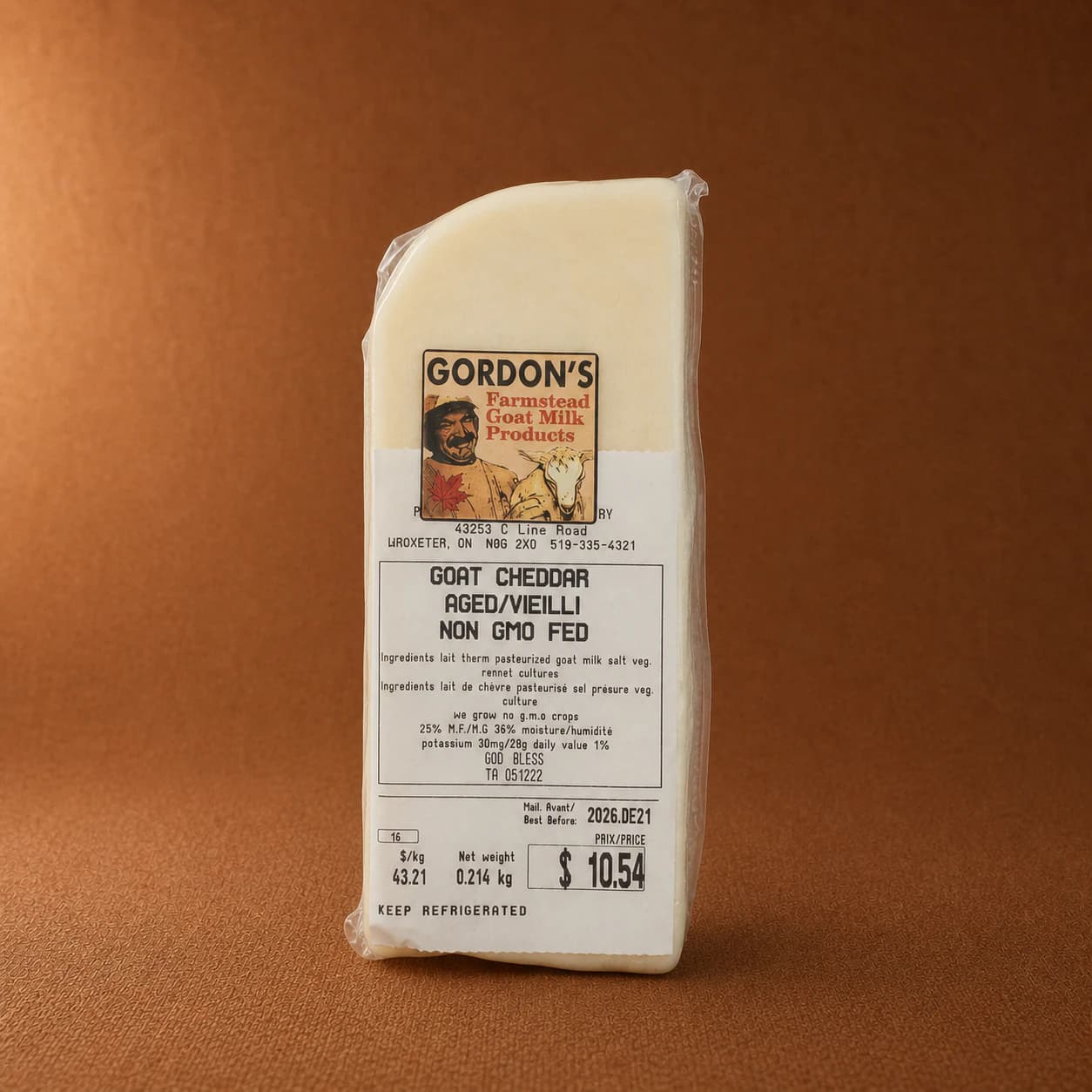 Aged Cheddar - Gordons Goat Cheese