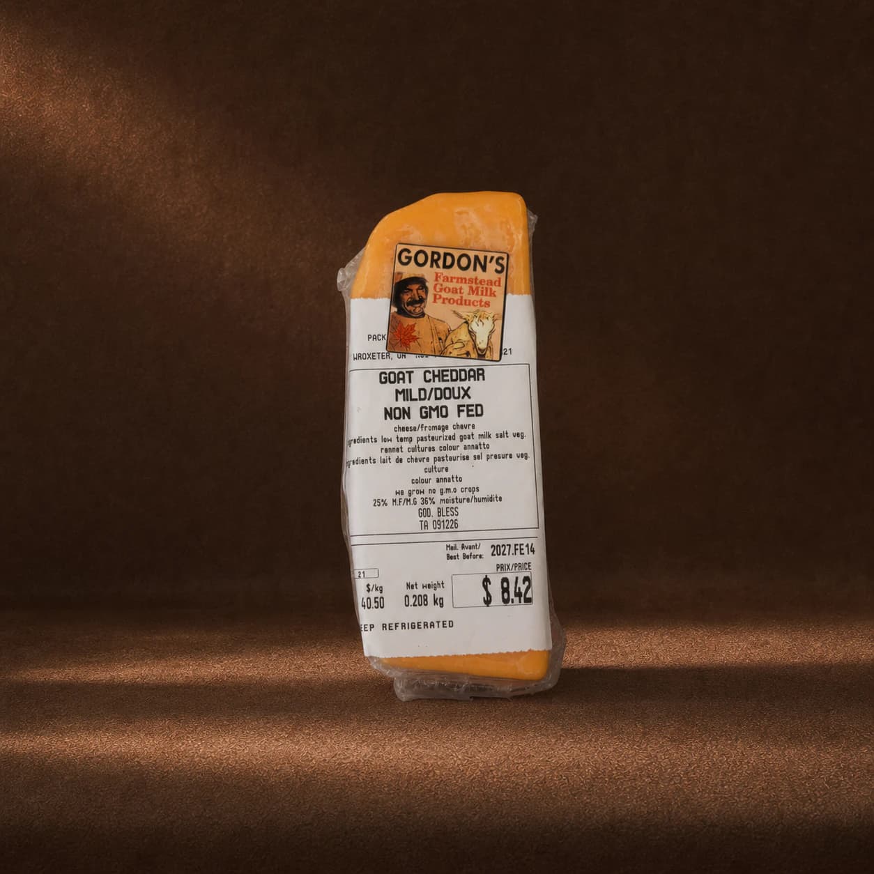 Mild coloured Cheddar - Gordons Goat Cheese
